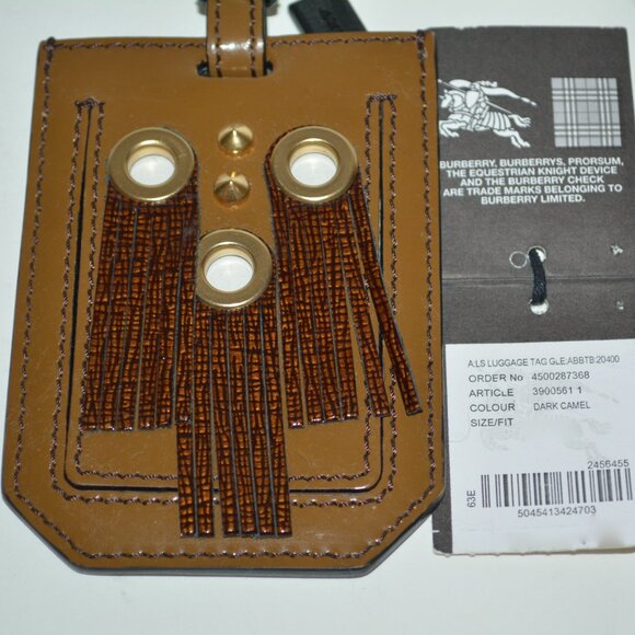 NWT  BURBERRY PRORSUM EYELET FRINGE LEATHER LUGGAGE TAG - Picture 5 of 5